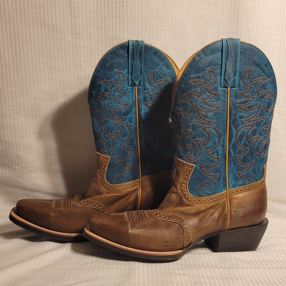 Cody James Boots Men's Western Brown/Teal Square Toe Size 11EE (Xero Gravity)